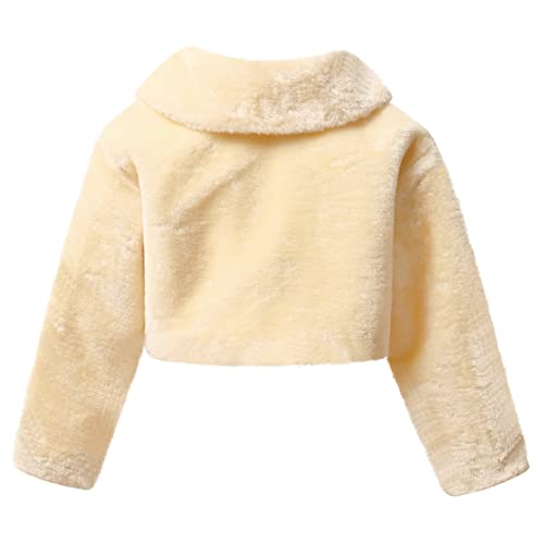 Champagne Shrugs for Girls Faux Fur Bolero Shawl Wraps Cardigan for Wedding Party, 3t 4t