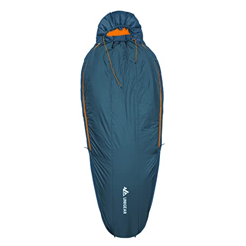 Unigear Mummy Sleeping Bag 30°F - Compact, Water-Resistant, Lightweight Mummy Sleeping Bag for Adults and Teens - Camping, Hiking, Backpacking, Great for 3 Season (Blue, Regular)