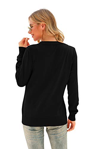 VIISHOW Women Long Sleeve Button Down V Neck Lightweight Basic Knit Sweater Cardigan, Plaid Red, Medium