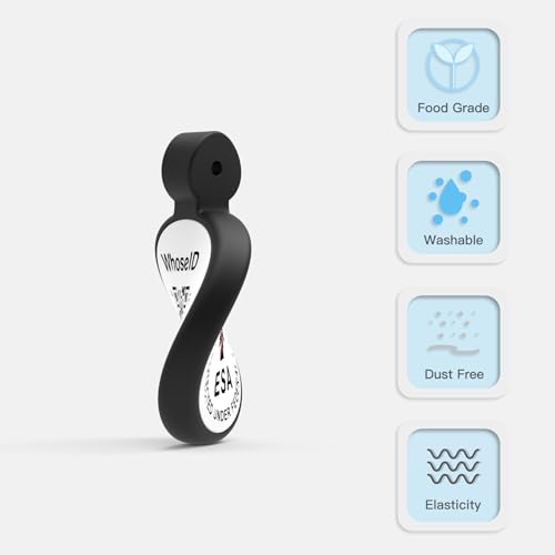 ESA Dog Tag, QR Code Dog Tag, Modifiable Free Pet Online Profile, Scannable QR Code, Scan QR Send Instant Pet Location Alert Email, Silicone Lightweight Pet ID Tag for Dog and Cat (Black, Regular)