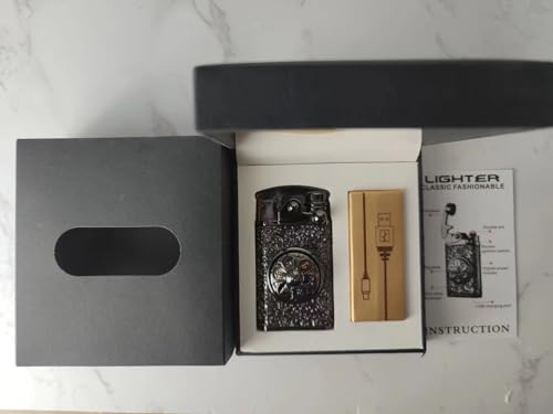 RSBYE Plasma Lighter USB Rechargeable Windproof Lighter Electric Lighter Flameless Dual Arc Lighter Electronic Cool Lighters for Candle, Incense Stick, Outdoor Camping(Black)