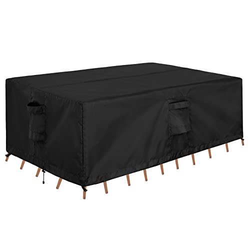 OutdoorLines Outdoor Waterproof Patio Table Furniture Set Covers - Rectangle Couch Sectional Cover Outside Weatherproof Patio Furniture Covering for Deck, Lawn and Backyard 126"L x 63"W x 28"H, Grey