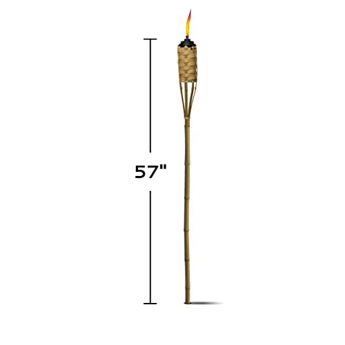 TIKI Brand 4-Pack Luau Bamboo Torches, Weather Resistant Coated Torch, Outdoor Décor for Home, Garden, Patio, 57 Inch, Natural, 1117078,Beige