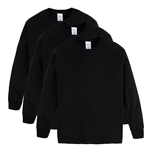 Hanes boys Tagless Long Sleeve Tee (Pack of 3) T Shirt, Black, X-Small US