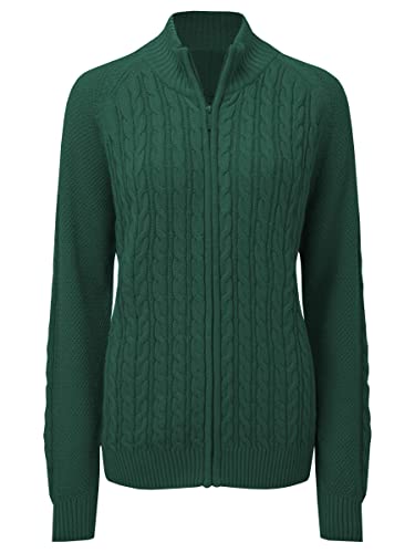 Hongqizo Womens Long Sleeve Zipper Cable Knit Coat Solid Color Sweater Cardigan Casual Knit Cardigan Knitwear