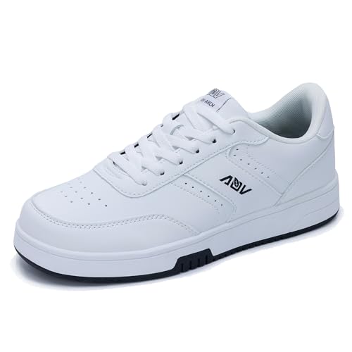 IIV Men's Fashion Sneakers, Leather Upper Walking Shoes Low Top Tennis Sneaker with Arch Support White US 10