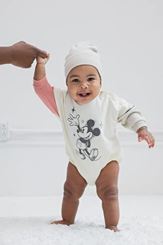 Disney Lilo & Stitch Newborn Baby Boy or Girl French Terry Bubble Romper Oversized Bodysuit and Hat Lavender Newborn