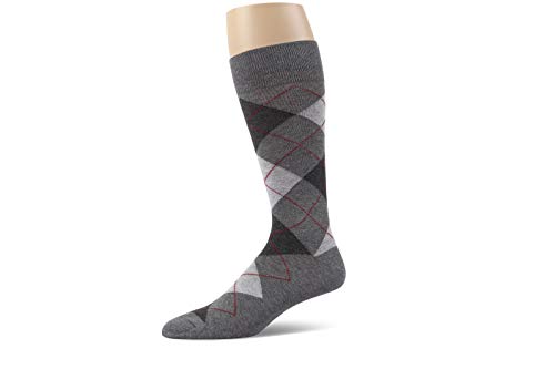u&i socks Men's Argyle Dress Socks, Combed Cotton, Shoes Size 6-12, Black Grey Mix, Pack of 3