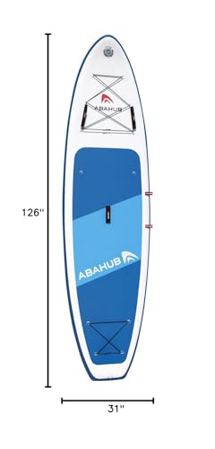 Abahub Inflatable SUP, Wide 10'6" x 31" x 6" iSUP,Blue Standup Paddleboard with Adjustable Paddle, Kayak Seat, for Yoga, Paddle Board, Kayaking, Surf, Canoe, Fishing
