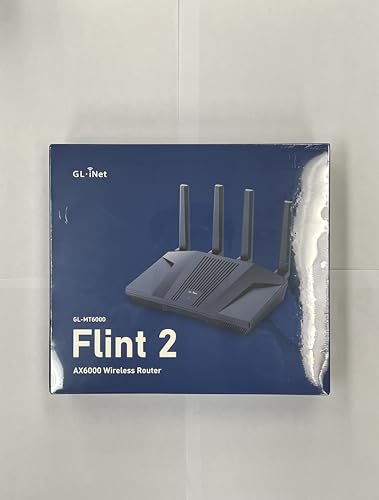 GL.iNet GL-MT6000(Flint 2) WiFi 6 Router | Gaming WiFi Router | 2 x 2.5G Multi-Gig Port+4 x 1G Ethernet Ports | Mass Device Connectivity | Rapid OpenVpn & WireGuard | 802.11ax | Long Range Coverage