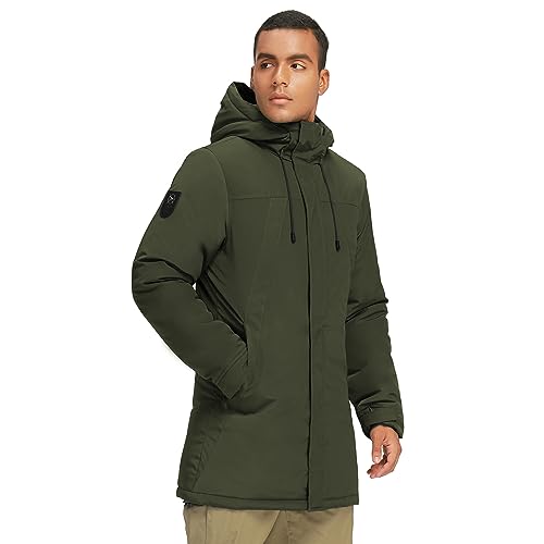 CAMELSPORTS Mens Winter Coats Long Warm Jacket with Hood Casual Quilted Puffer Parka Windproof Jackets