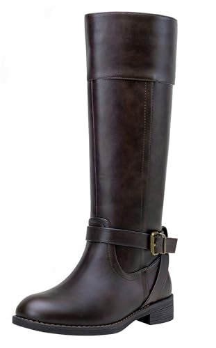 Jeossy Women's 950 Knee High Ridng Boots, Metal Buckle Boot, Black, Size 9 US(DJY950 Black 09)