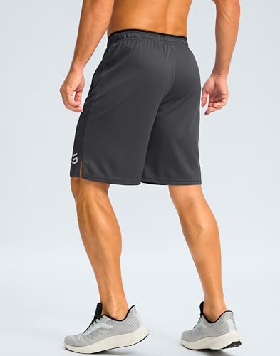 G Gradual Men's Gym Shorts wtih Zipper Pocket 9" Athletic Basketball Mesh Shorts for Men Workout Quick Dry Lightiweight(Cobalt Purple,M)