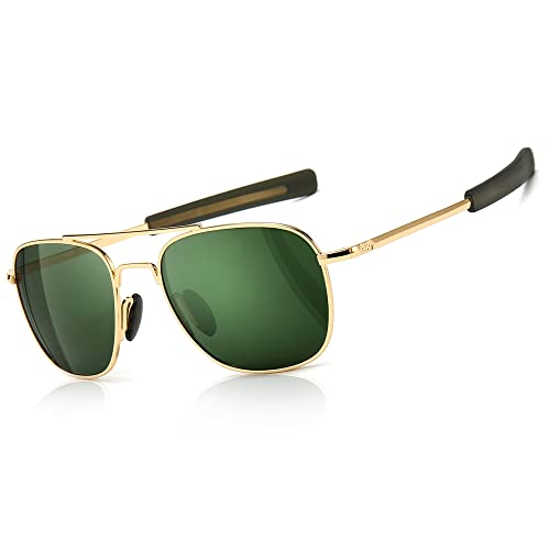 SUNGAIT 2 pairs Men's Military Style Polarized Pilot Aviator Sunglasses Bayonet Temples SGT285QH-QH-4