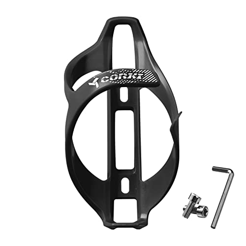 corki Cycles Bike Water Bottle Holder, Right Side Load Water Bottle Cage for Road, Mountain, Gravel Bicycle Black 1-Pack