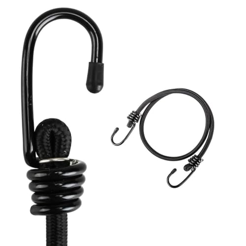 Lanlord Latex Black Heavy Duty Outdoor 20 Inch Bungee Cords with Hook Bungee Straps 2Pcs20inch