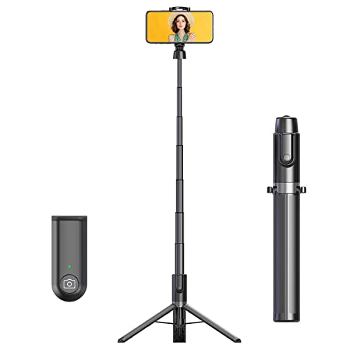 Tripod for iPhone,64" Selfie Stick for iPhone &Phone Tripod with Remote,Phone Tripod Stand All-in-1 & Travel Tripod,Cell Phone Tripod Compatible with All Cellphones
