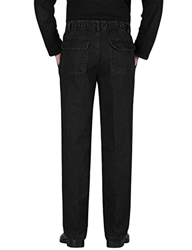 IDEALSANXUN Black Jeans for Men Elastic Waist Jeans Casual Pants, Black, 40x28