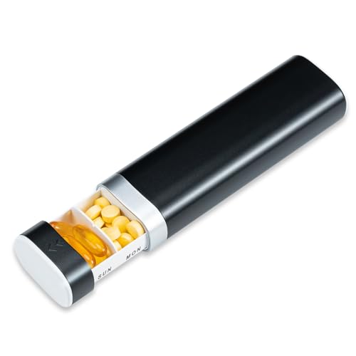 Betife Weekly Pill Organizer 7 Day, Daily Pill Box, Travel Pill Case, Cute Pill Holder, Drawer-Shaped Medicine Box to Hold Vitamins, Medicines, Supplements, Pills Organizer(Black)