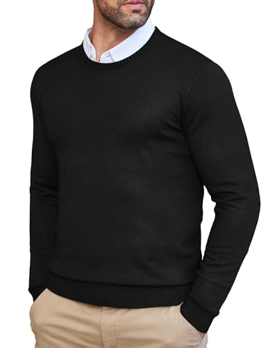 COOFANDY Men Casual Crew Neck Sweater Ribbed Knit Slim Fit Long Sleeve Pullover Top