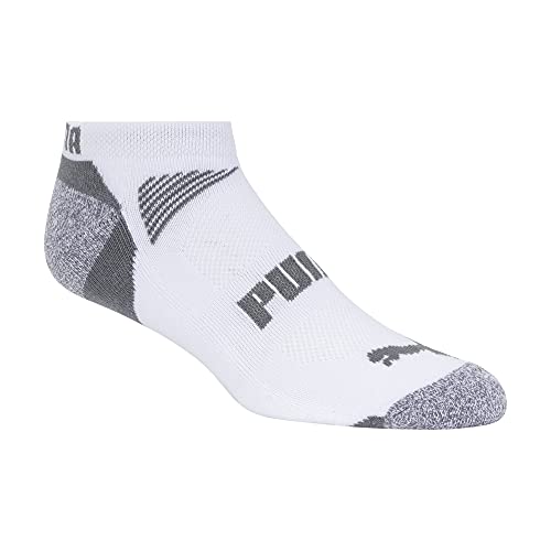 PUMA mens Low Cut 8 Pack Cool Cell No Show Socks, White/Steel Grey, 10 13 US