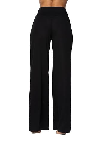 Sunzel Wide Leg Pants Women High Waist Yoga Pants with Pockets Stretch Loose Comfy Casual Lounge Sweatpants 32" Inseam Black X-Small