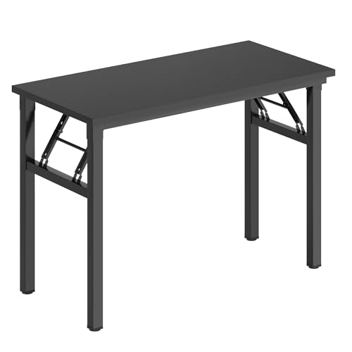 DlandHome Folding Desk Small Desk 31.5 inches Small Computer Desk for Home Office Folding Table Writing Table for Small Spaces No Assembly Required Black & Black Frame