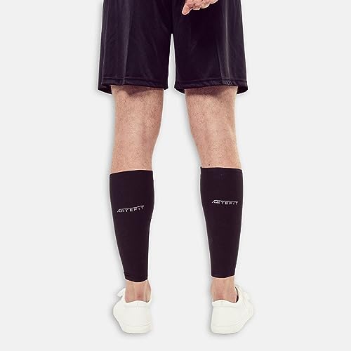 Artefit Calf Compression Sleeves for Men & Woman - Footless Socks Support Running & Sports - Leg Sleeve Brace for Shin & Calves - Black XS