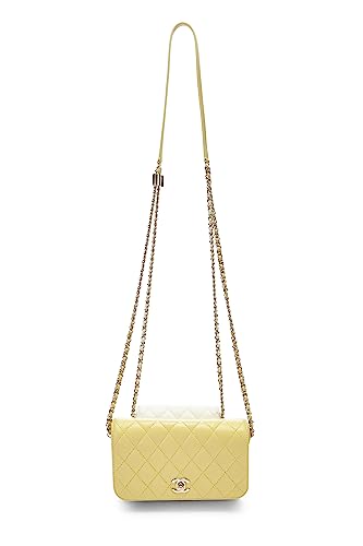 Chanel, Pre-Loved Yellow & White Quilted Lambskin Side Packs Bag, Multi