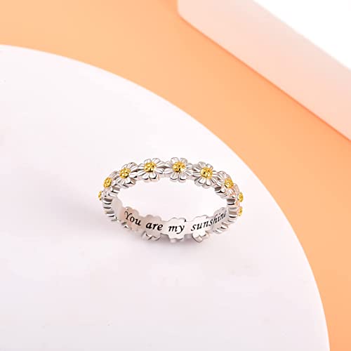 BEILIN 925 Sterling Silver Daisy Ring You Are My Sunshine Rings for Women (5)