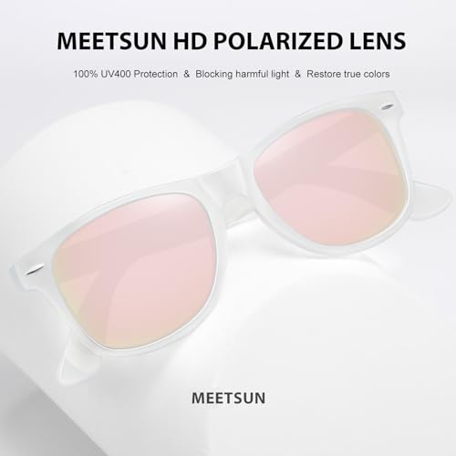 MEETSUN Polarized Sunglasses for Men Women Classic Retro Sun Glasses for Driving UV Protection (3 Styles) A-Matte Black