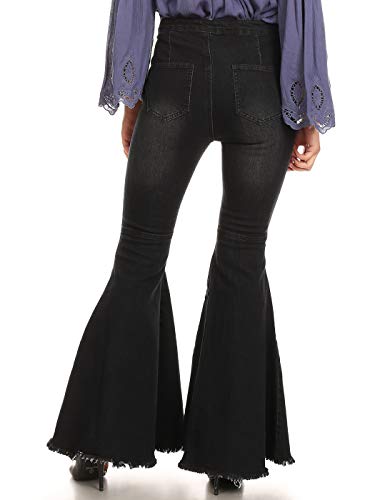 Anna-Kaci Women's Fashion High Waist Long Denim Bell Bottom Jeans Flared Pants, Peach, Medium