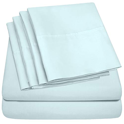 Full Size Bed Sheets - 6 Piece 1500 Supreme Collection Fine Brushed Microfiber Deep Pocket Full Sheet Set Bedding - 2 Extra Pillow Cases, Great Value, Full, Pinstripe White