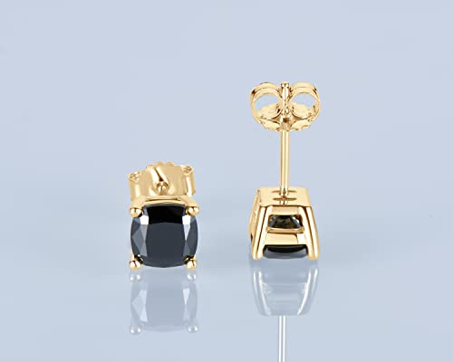 DYUNQ Black Moissanite Earrings 3MM to 8MM for Men Women, Lab Created Diamond 925 Sterling Silver Hypoallergenic Stud Gemstone Earrings, 18k Gold Plated, Jewelry Gifts (7.5mm)