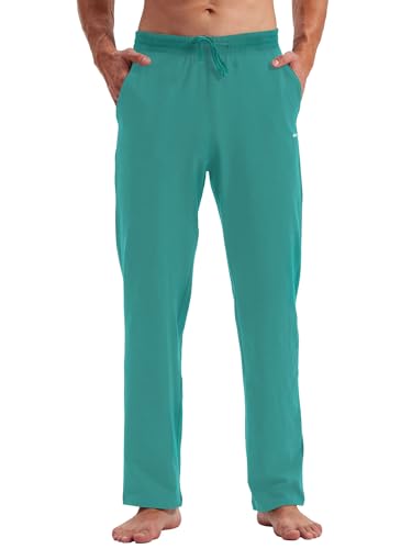 Willit Men's Cotton Yoga Sweatpants Exercise Pants Open Bottom Athletic Lounge Pants Loose Male Sweat Pants with Pockets Stone Gray M