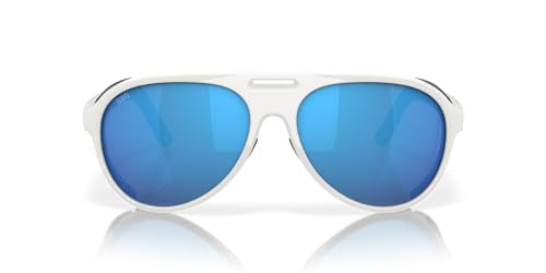 Costa Del Mar Grand Catalina Sunglasses, Hull White/Blue Mirrored 580G, 59 mm