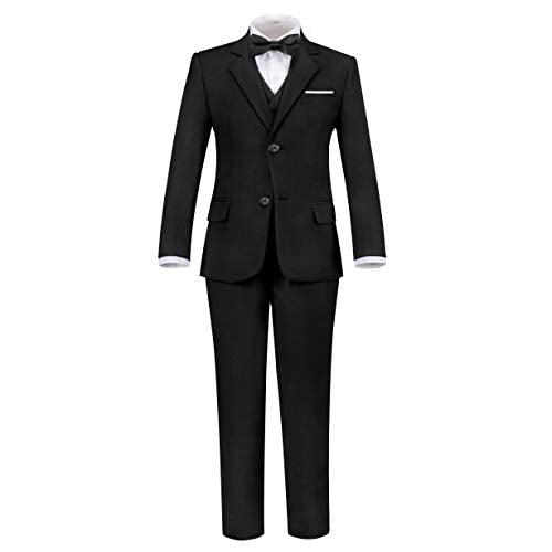 Addneo Christmas Suit for Boys White,Toddler Boy Communion Dresses Suits 5 Piece Baptism Outfit Size 14