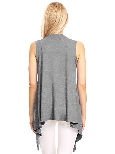 WSK1071 Womens Lightweight Sleeveless Draped Open Cardigan M Wine