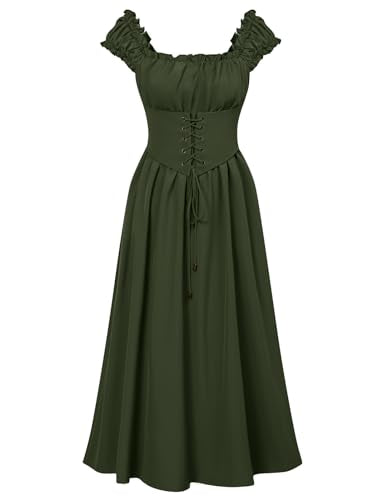Corset Dress for Women Sleeveless Renaissance Dress Midi Ladies Summer Dresses Army Green S