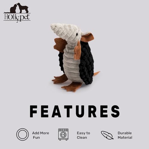 Hollypet Dog Toys, Plush Dog Toys, Squeaky Dog Toys, Stuffed Toys for Small Medium Large All Breed Sizes Dogs, Big Armadillo Animals Toy, Puppy Chew Toy with Clean Teeth, Red, 14 in