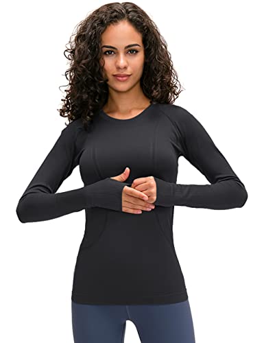 LUYAA Women Workout Tops Long Sleeve Shirts Yoga Sports Lightweight Breathable Gym Athletic Top Slim Fit