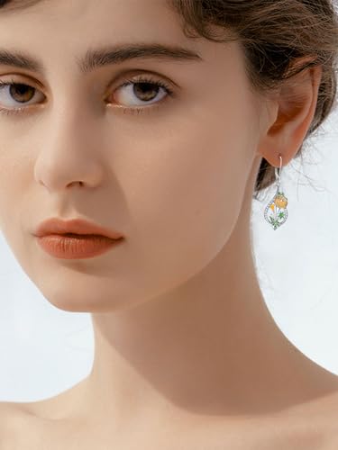 SILBAZ January Birth Flower Earrings Carnation Dangle Drop Earrings Month Flower Jewelry Birthday Gifts for Women