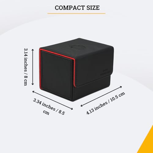 Card Guardian - Premium Deck Box (Black) for 100+ Cards for Trading Card Games Compatible with Magic the gathering (MTG), Commander Deck, Yugioh Deck Box, Pokemon TCG, Sports Card Storage Boxes