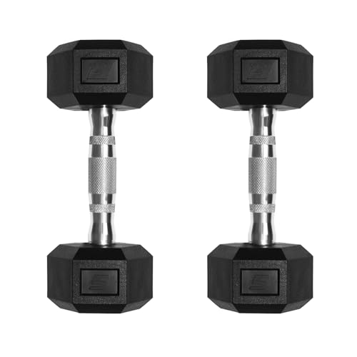 Ritfit 5-650 LBS PVC Encased Hex Dumbbell Sets with Optional Rack for Home Gym, Hand weight with Chrome Handle for Strength Training,Workouts,60LB