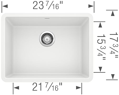 BLANCO 522258 Precis 24" Single Bowl-Anthracite Sink, 23.44" L X 17.75" W for 27" Cabinet