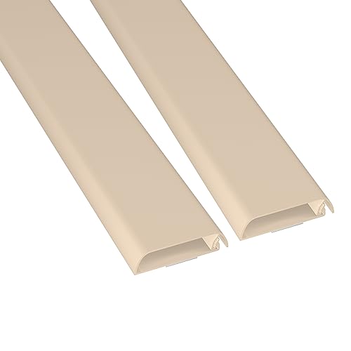 D-Line TV Wall Mount Cord Hider, Hide Mounted TV Cables, Wire Covers, Self Adhesive Cover for Cords, Paintable, Low Profile, Seamless Cable Raceway - 2X 2.36in W x 0.59in H x 15.7in L - Beige