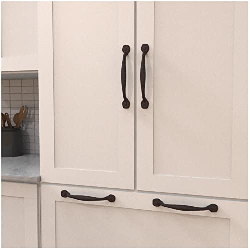 Hickory Hardware Solid Core Kitchen Cabinet Pulls, Luxury Cabinet Handles, Hardware for Doors & Dresser Drawers, 12 Inch Hole Center, Black Iron, Refined Rustic Collection