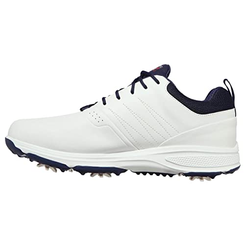 Skechers Men's Go Torque Pro Waterproof Golf Shoe Sneaker, White/Navy, 11