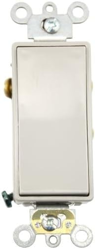 Leviton 5657-2GY 15 Amp, 120/277 Volt AC Decora Plus Rocker, Single-Pole, Double Throw, Center OFF, Commercial Grade, Self Grounding, Gray