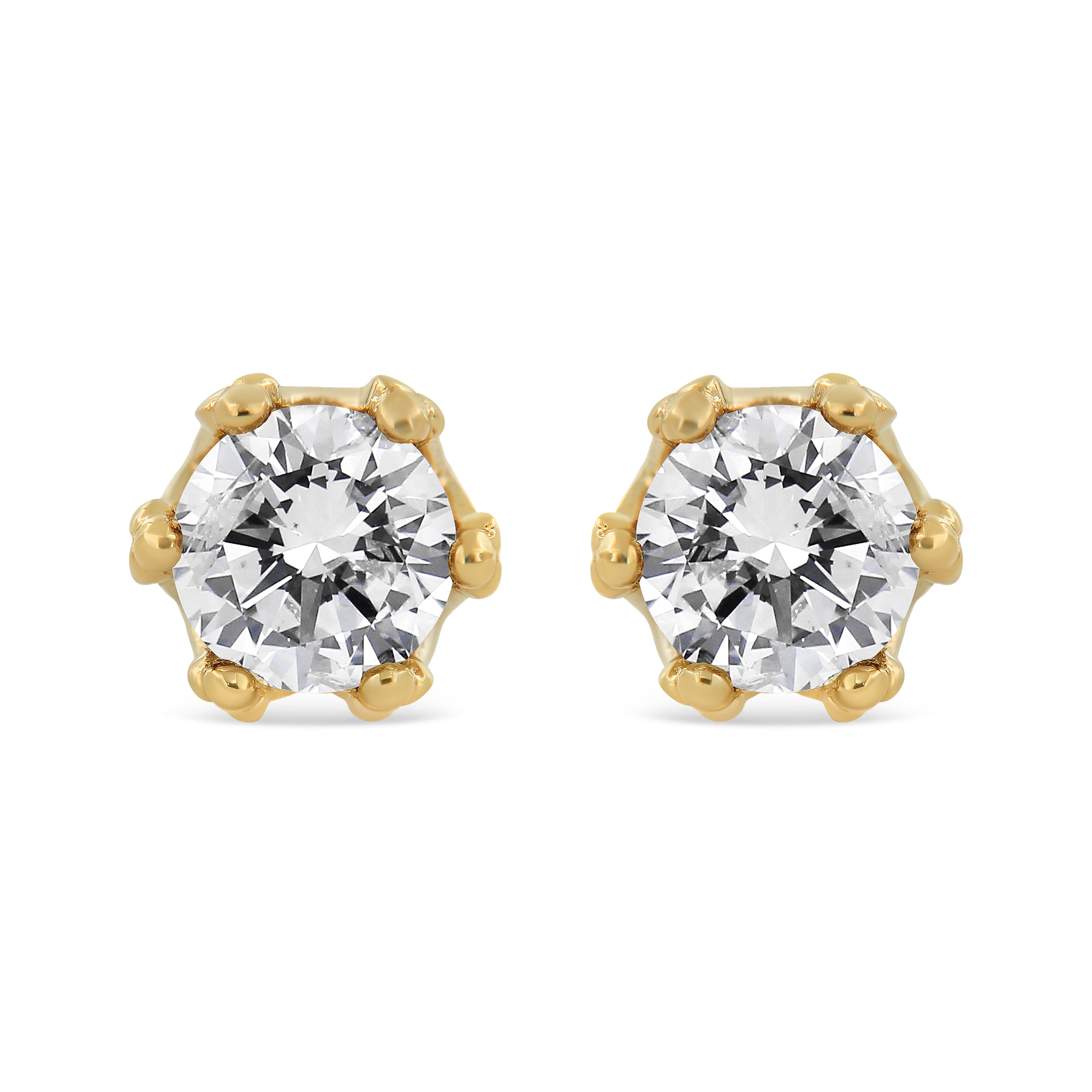 14K White Gold 1/2 Cttw Round Diamond Crown Stud Earring (I-J Color, I1-I2 Clarity)